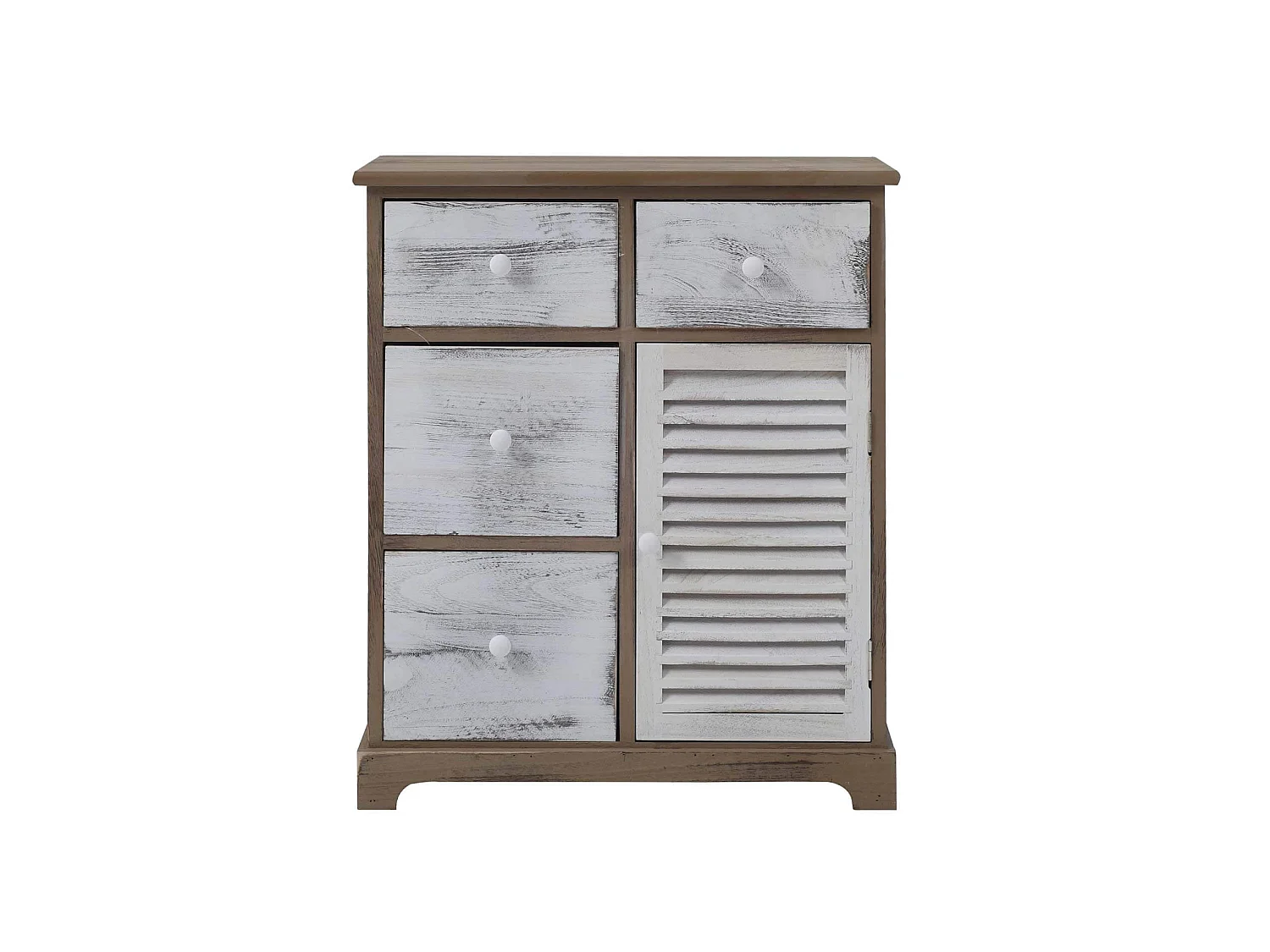 Meuble De Rangement Commode Gris Blanc 4 Tiroirs 1 Porte 70x60x30