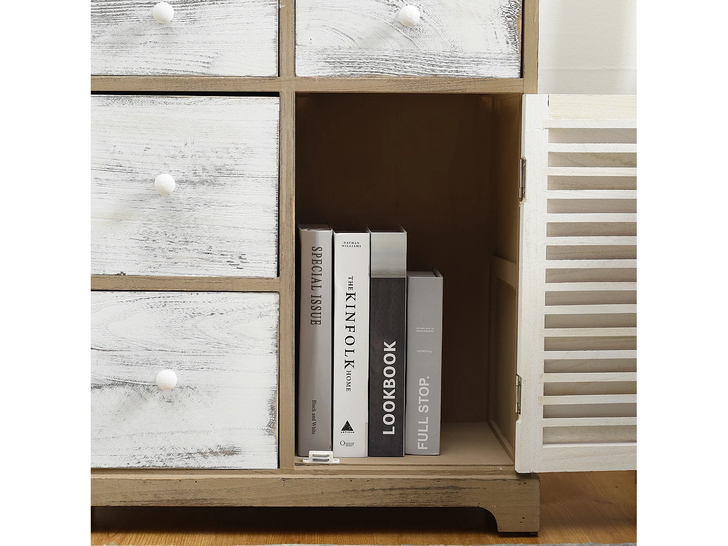 Meuble De Rangement Commode Gris Blanc 4 Tiroirs 1 Porte 70x60x30