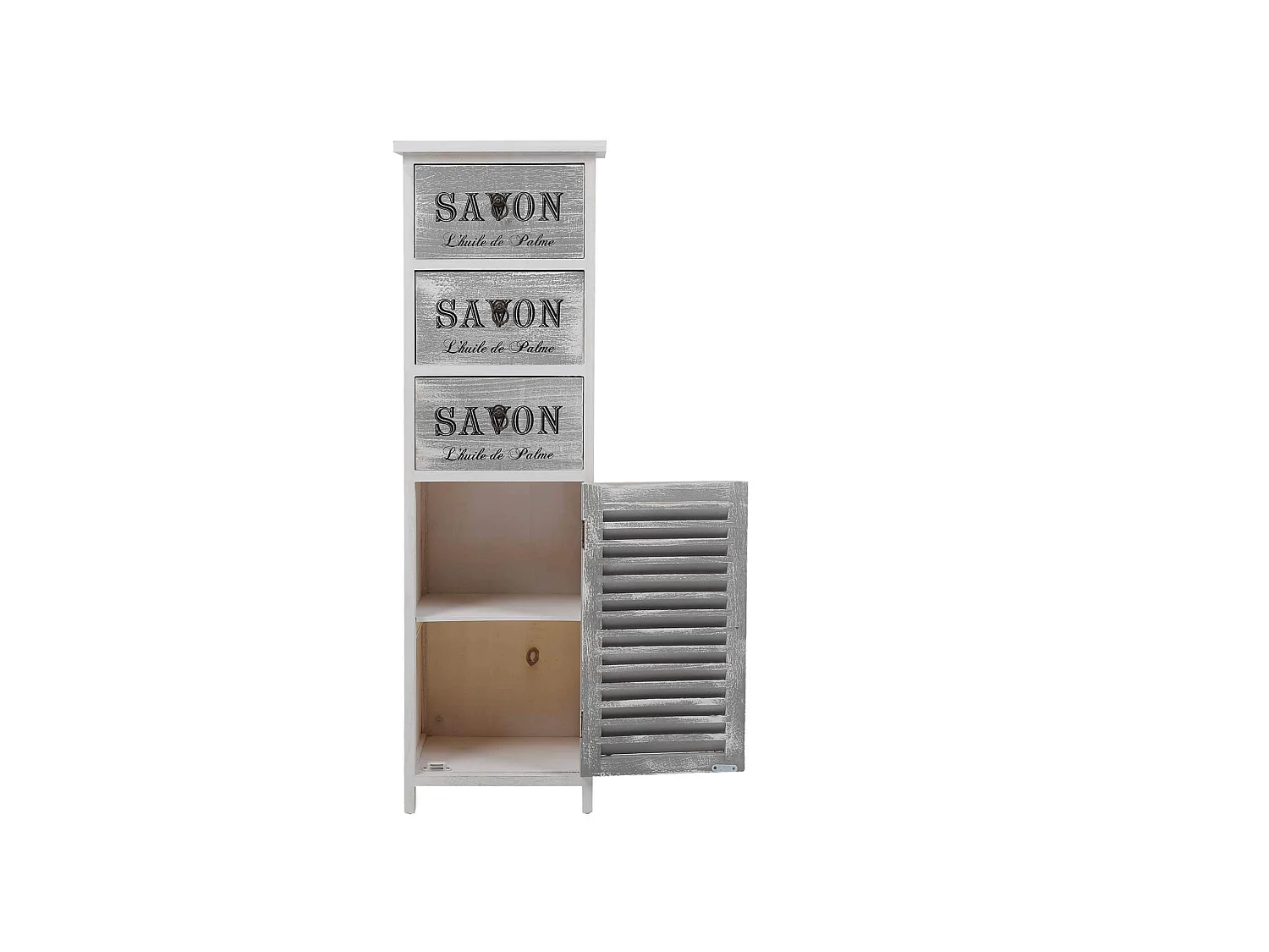 Comodino Cassettiera Grigio 3 Cassetti Anta Legno 102x32x27