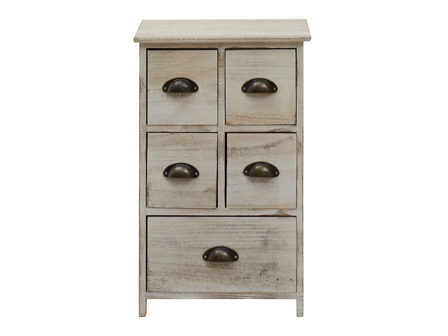 Comodino Cassettiera Bianco Shabby Vintage 5 Cassetti 66x40x30