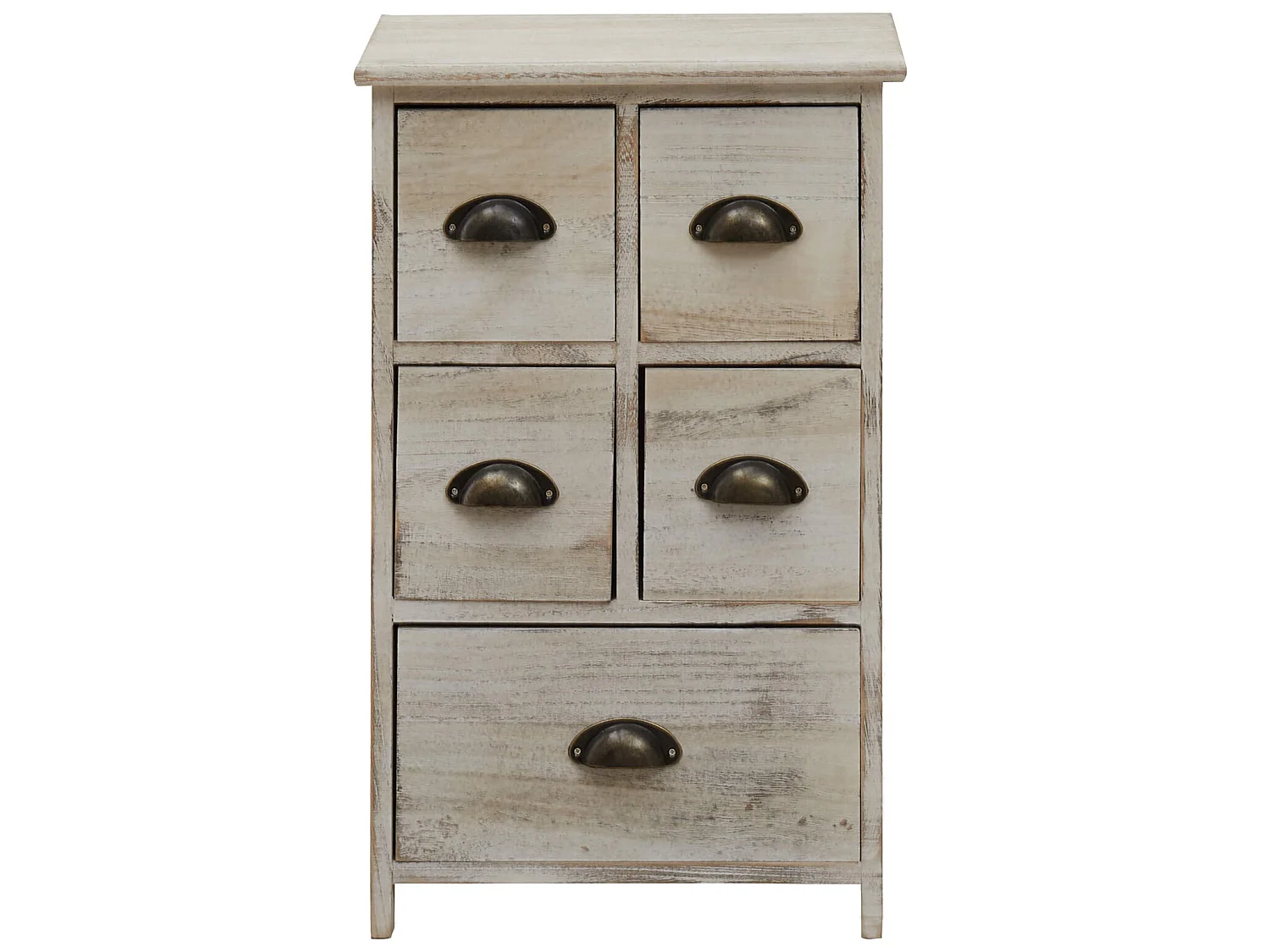 Comodino Cassettiera Bianco Shabby Vintage 5 Cassetti 66x40x30