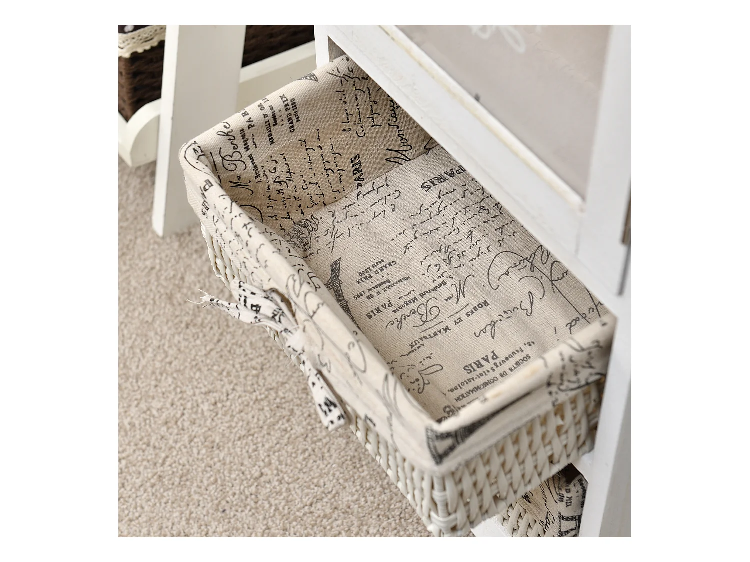 Mobile Vetrinetta Legno Bianco 1 Anta 1 Cassetto Shabby 102x32x27