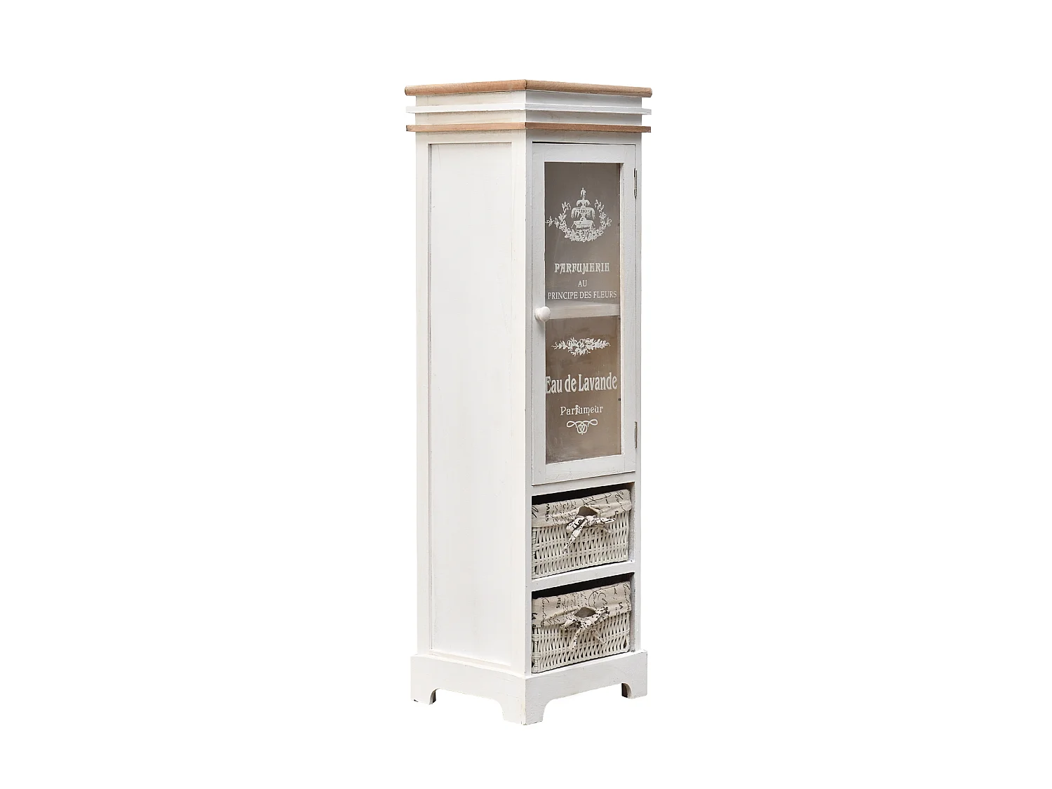 Mobile Vetrinetta Legno Bianco 1 Anta 1 Cassetto Shabby 102x32x27