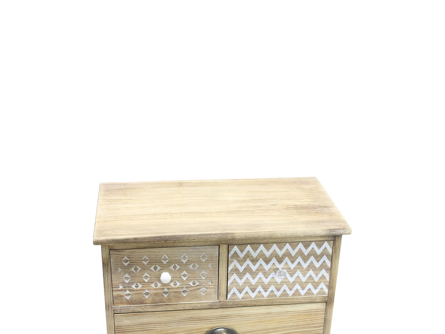 Commode 4 Tiroirs En Bois Clair Shabby Boho Pour La Cuisine L'entrée