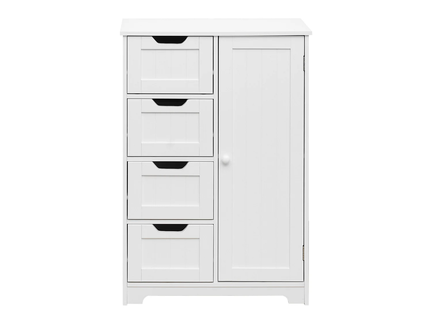 Meuble de salle de bain Moderne 4 Tiroirs 1 Porte Bois Blanc