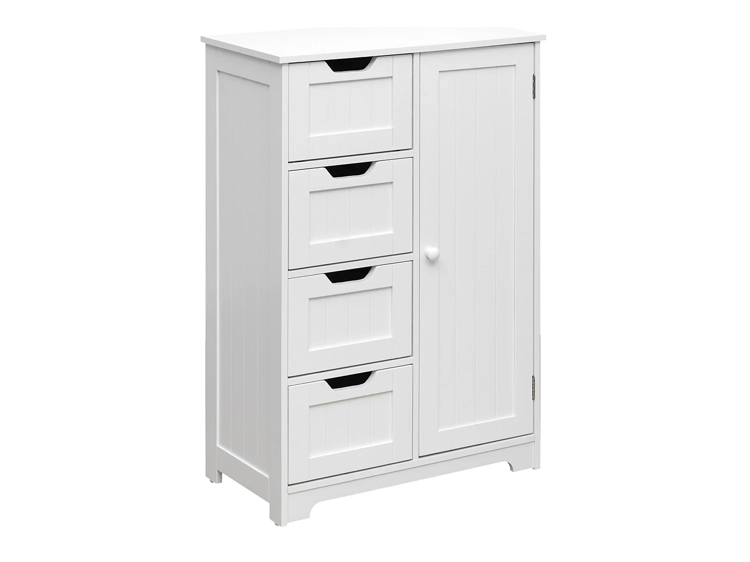 Meuble de salle de bain Moderne 4 Tiroirs 1 Porte Bois Blanc