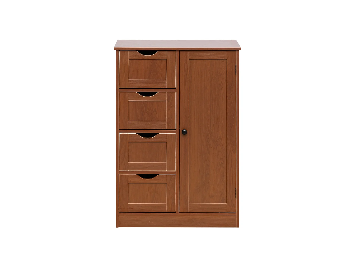 Meuble de salle de bain 4 Tiroirs 1 Porte en Bois brun