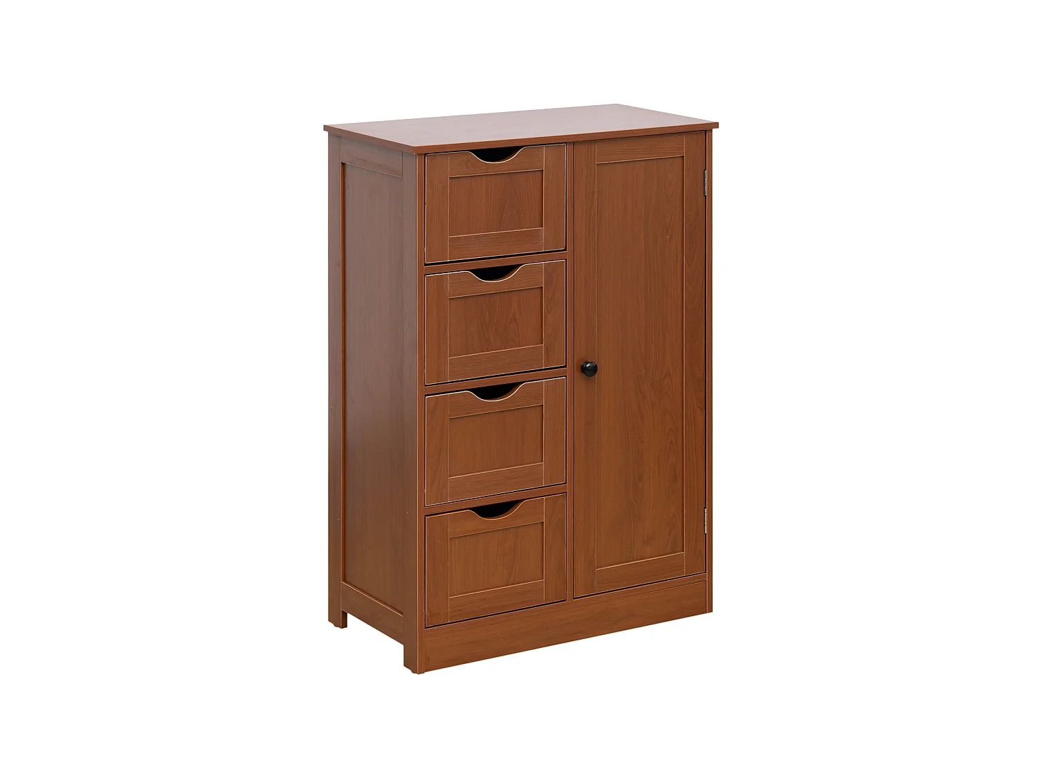 Meuble de salle de bain 4 Tiroirs 1 Porte en Bois brun