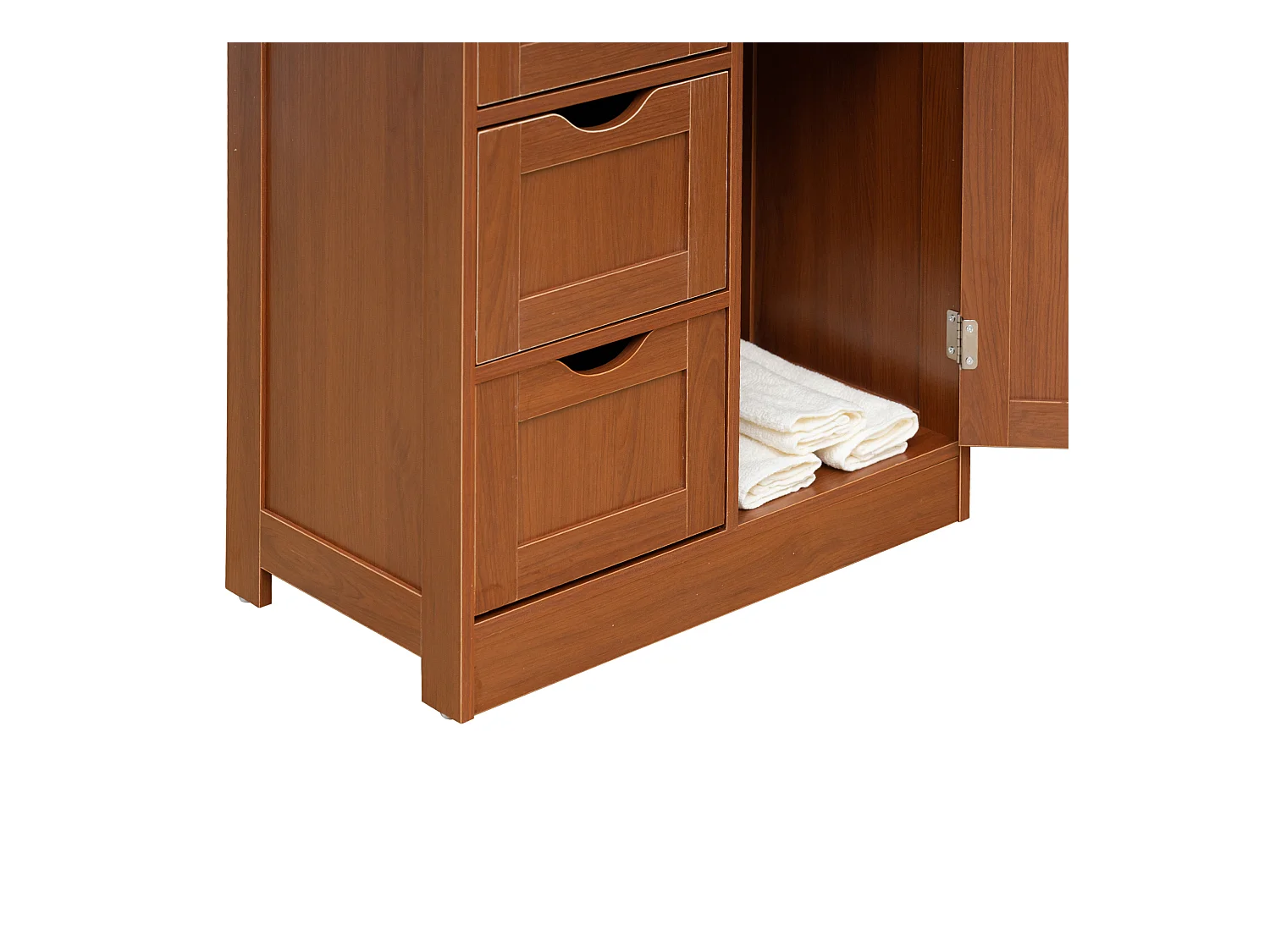 Meuble de salle de bain 4 Tiroirs 1 Porte en Bois brun