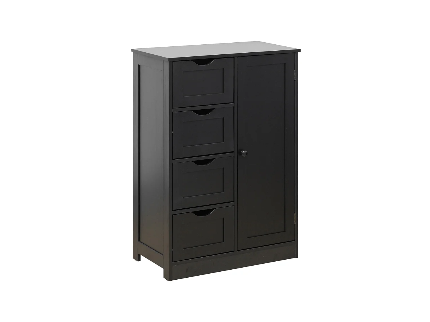 Meuble de salle de bain avec 4 Tiroirs et 1 Porte en bois noir