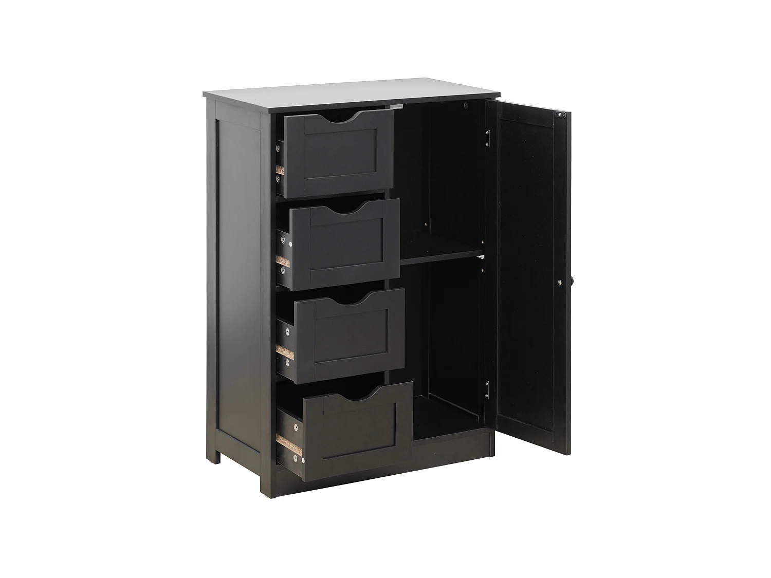 Meuble de salle de bain avec 4 Tiroirs et 1 Porte en bois noir