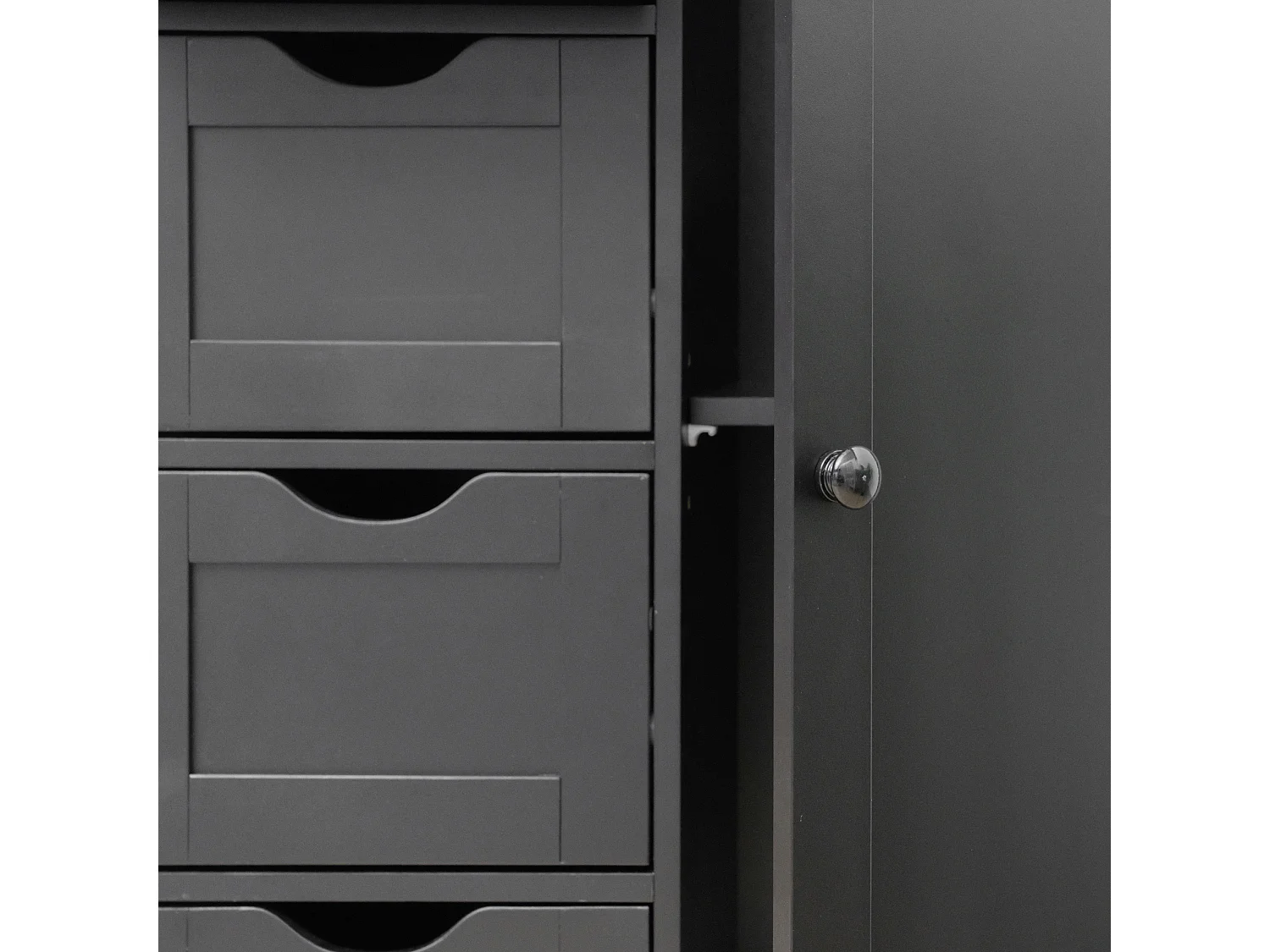 Meuble de salle de bain avec 4 Tiroirs et 1 Porte en bois noir