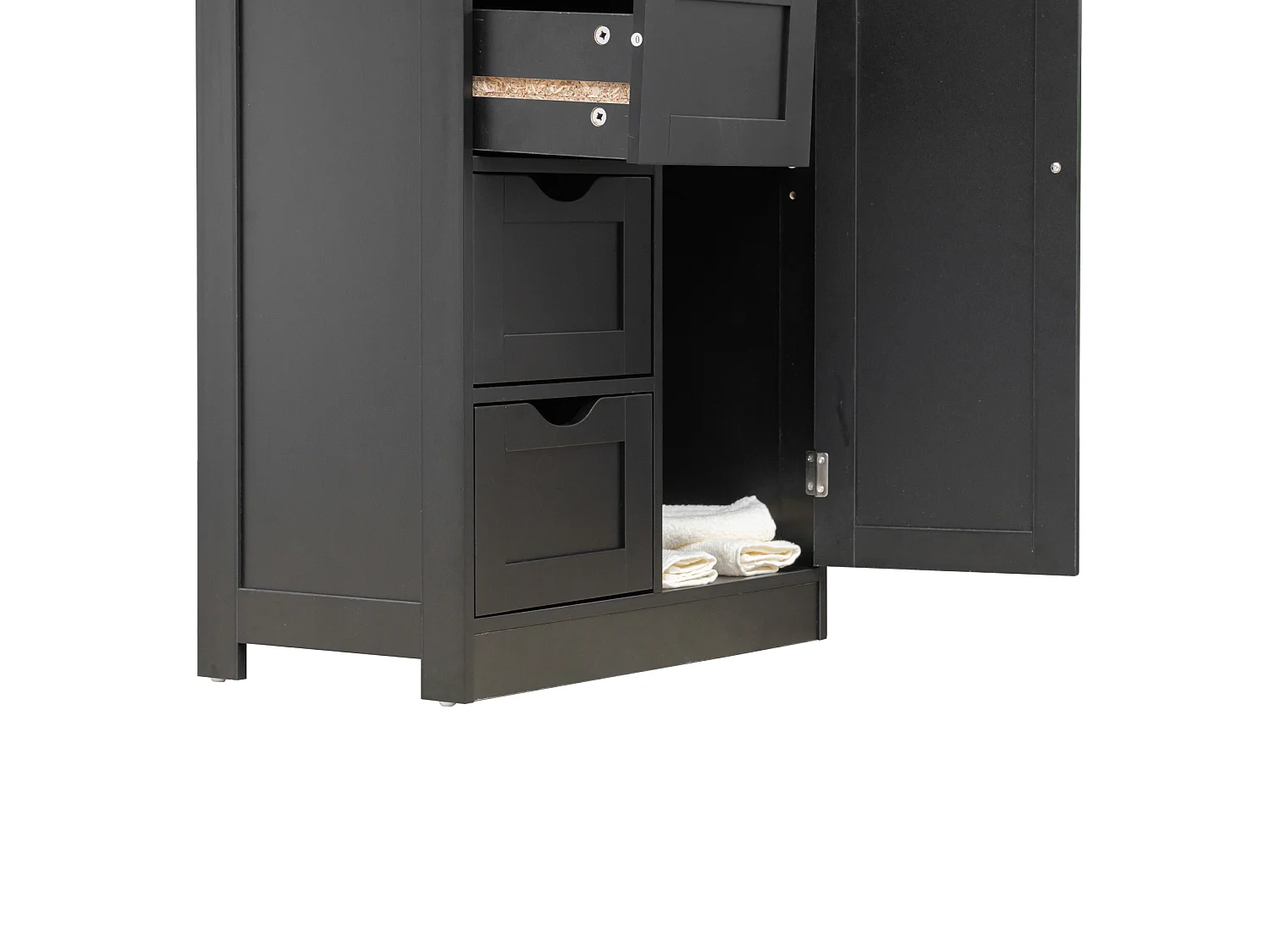 Meuble de salle de bain avec 4 Tiroirs et 1 Porte en bois noir