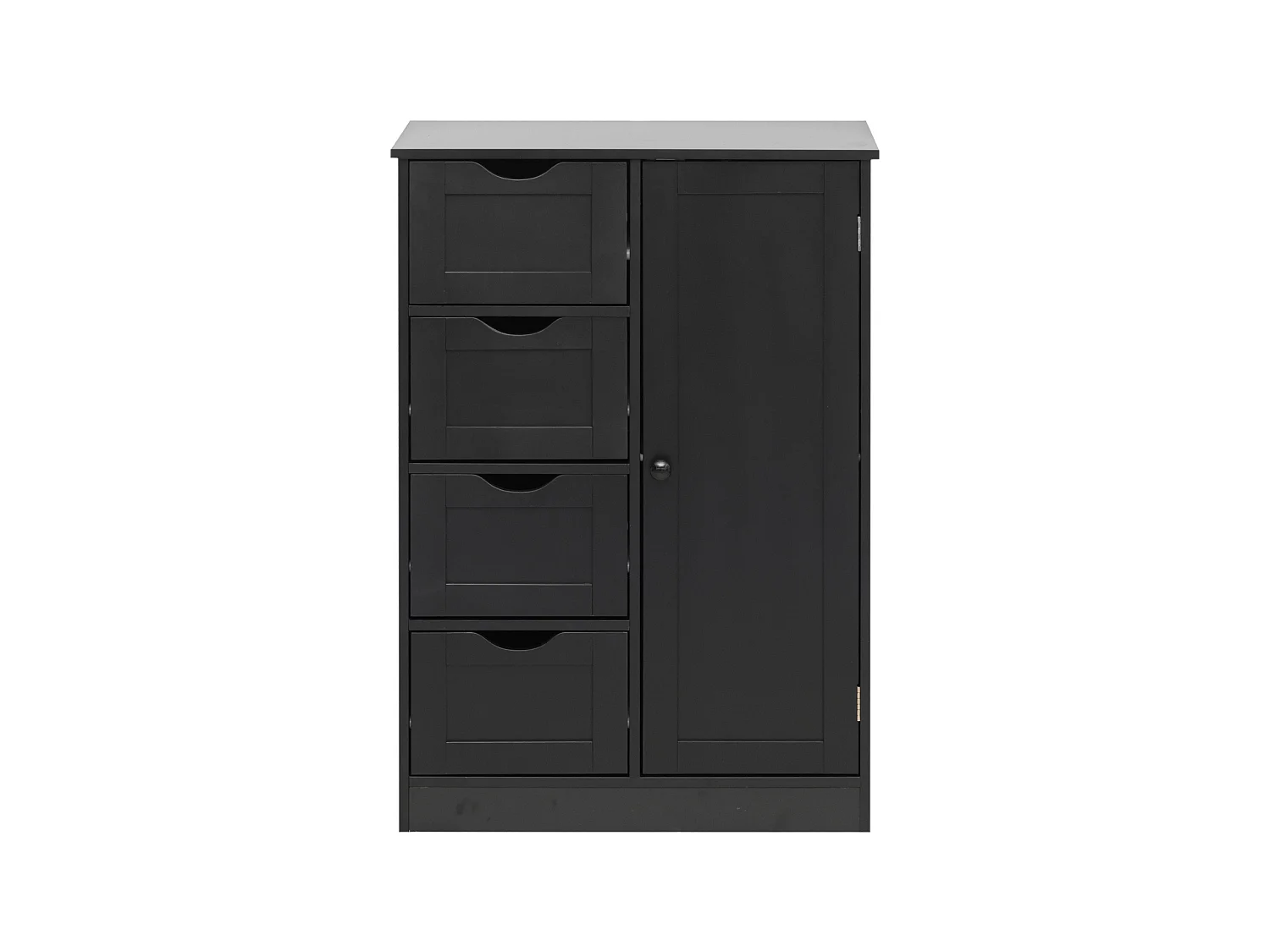 Meuble de salle de bain avec 4 Tiroirs et 1 Porte en bois noir