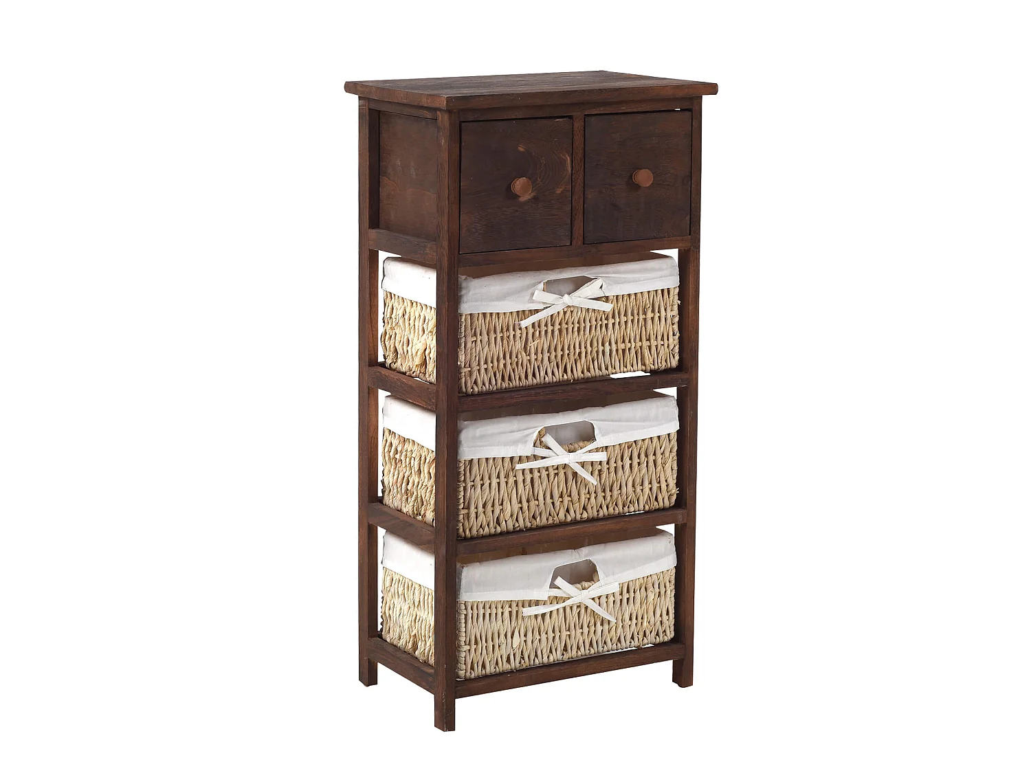 Commode Table De Chevet 5 Tiroirs Bois Marron Country 80x40x27