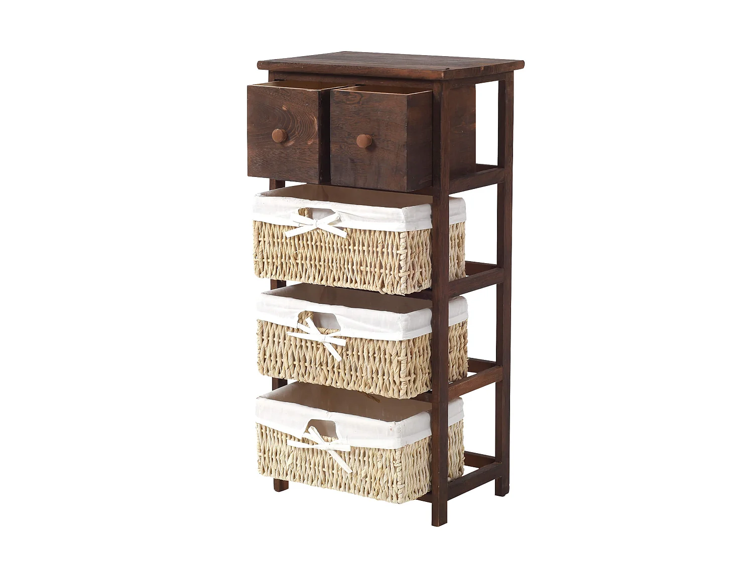 Commode Table De Chevet 5 Tiroirs Bois Marron Country 80x40x27