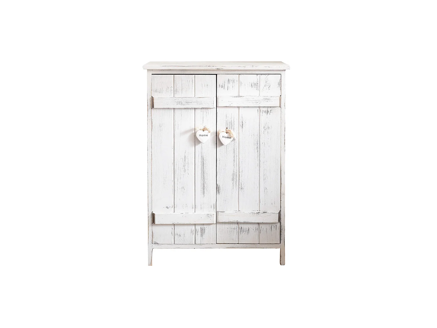 Comodino Mobiletto Doppia Anta Legno Bianco Shabby Chic 70x51x30