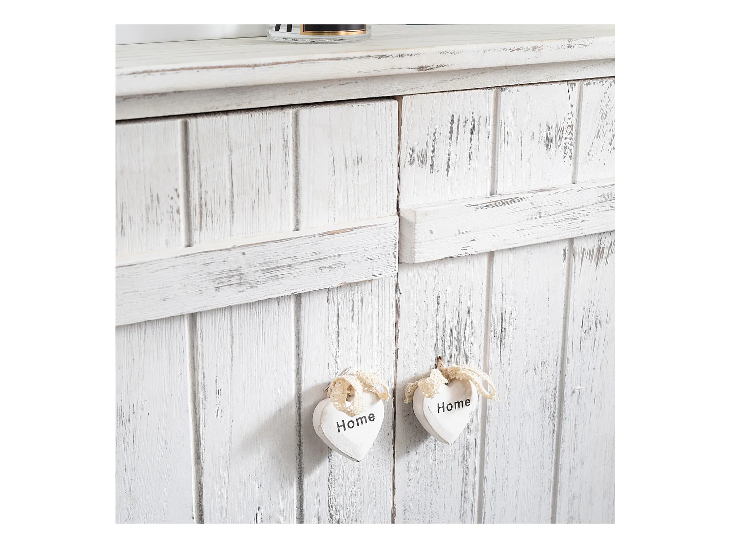 Comodino Mobiletto Doppia Anta Legno Bianco Shabby Chic 70x51x30