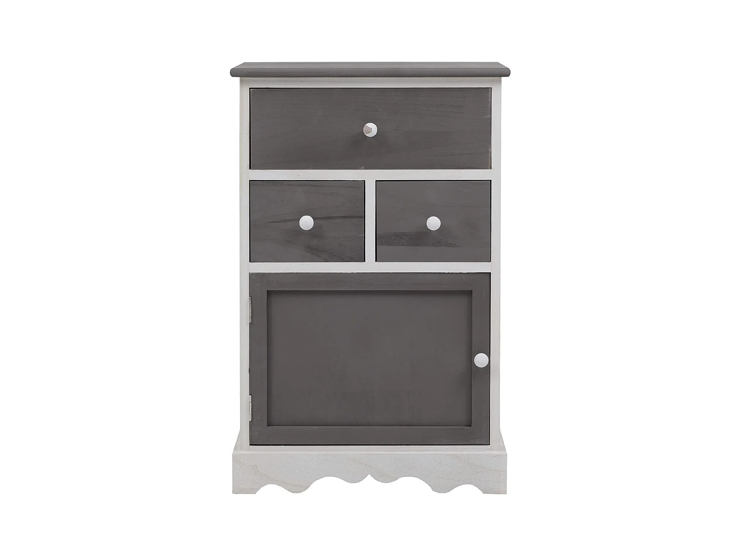 Armário Shabby White Grey 3 Gavetas 1 Porta 72x47x30