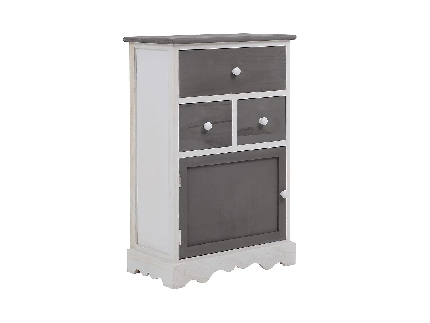 Armário Shabby White Grey 3 Gavetas 1 Porta 72x47x30