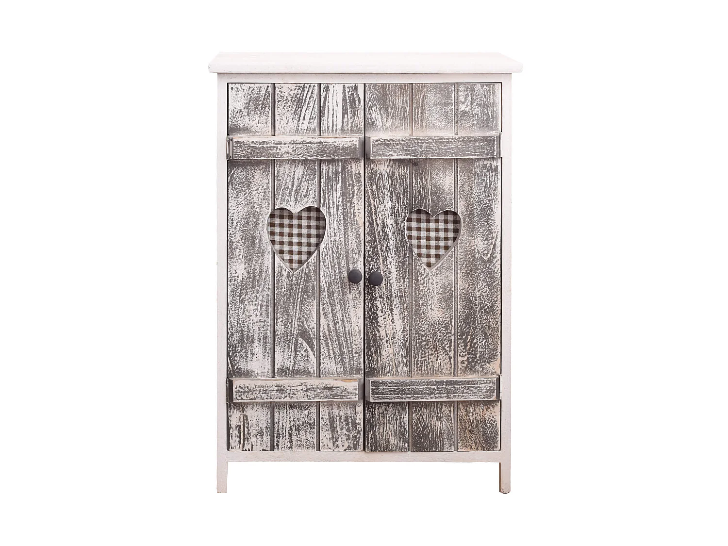 Meuble D'appoint Bahut 2 Ports Bois Blanc Gris Coeur 70x51x30