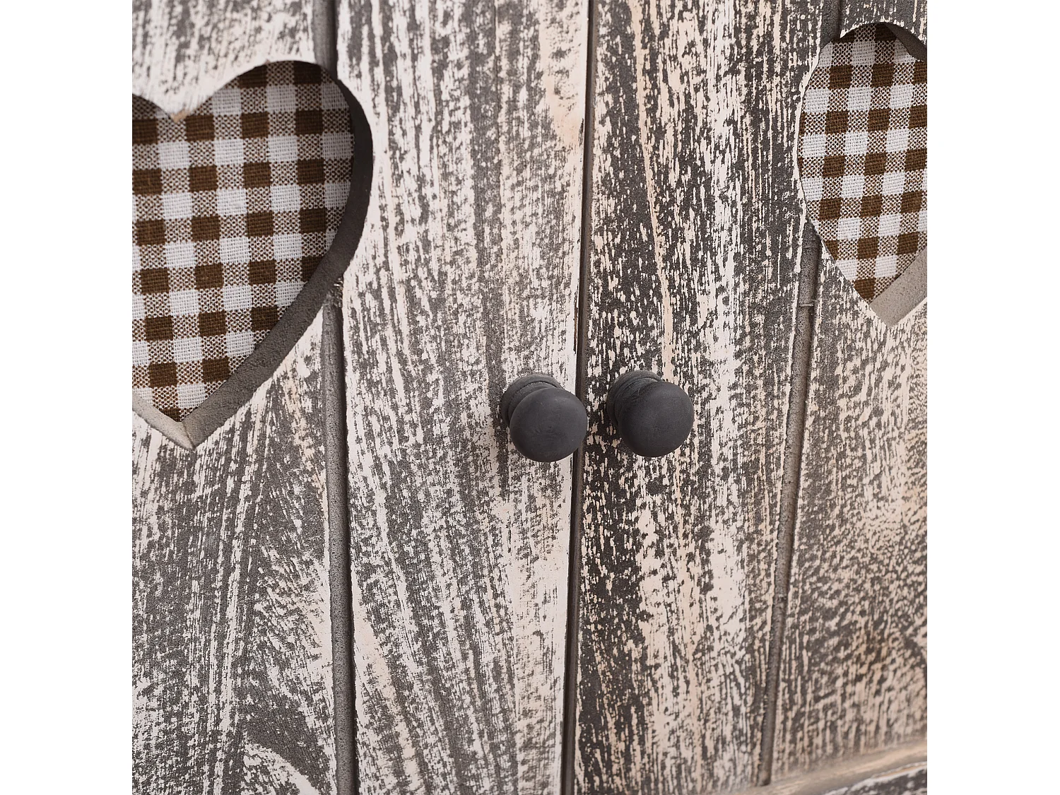 Meuble D'appoint Bahut 2 Ports Bois Blanc Gris Coeur 70x51x30