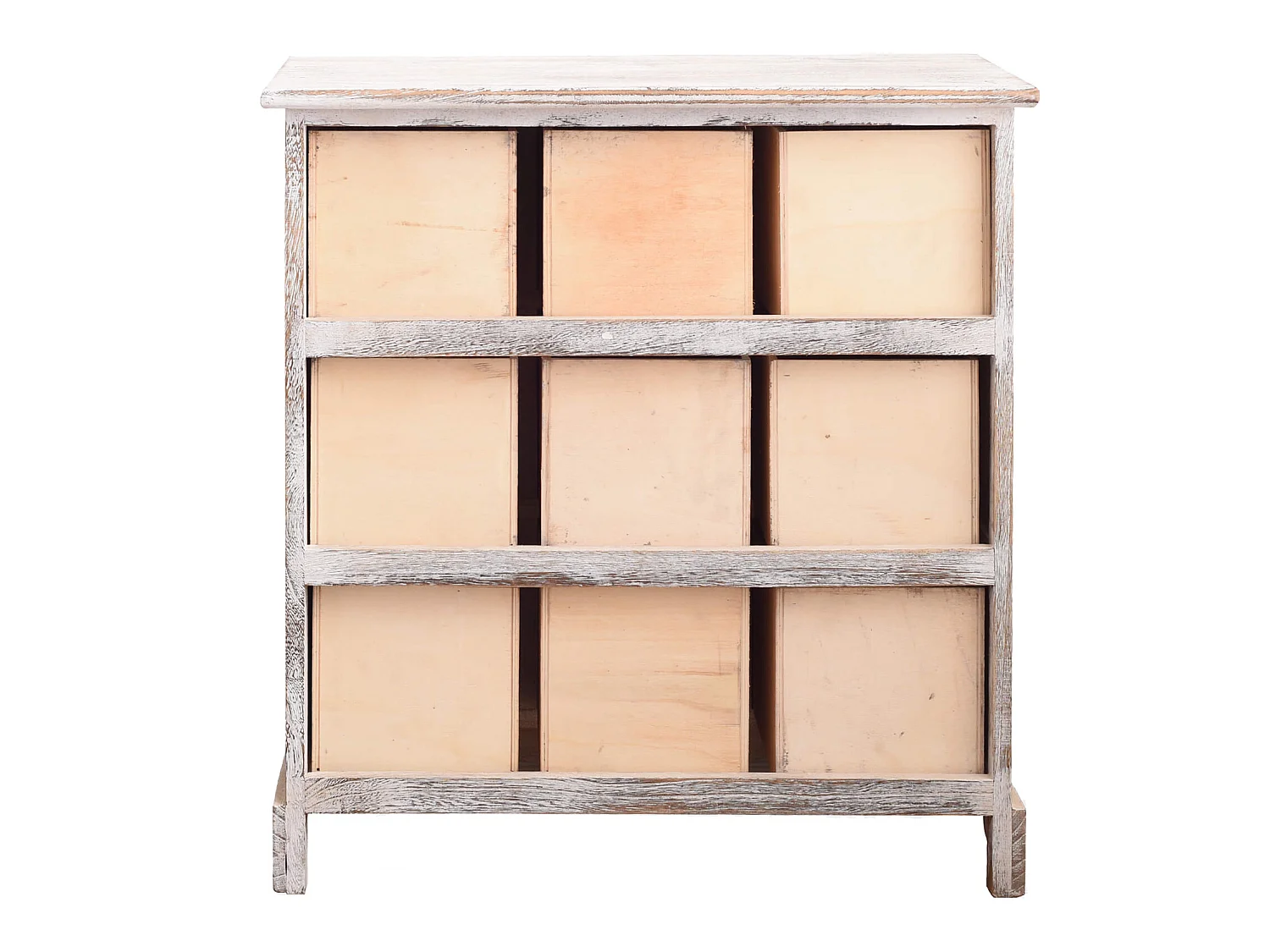 Credenza 9 Cassetti Legno Bianco Marrone Grigio Vintage 63x60x23