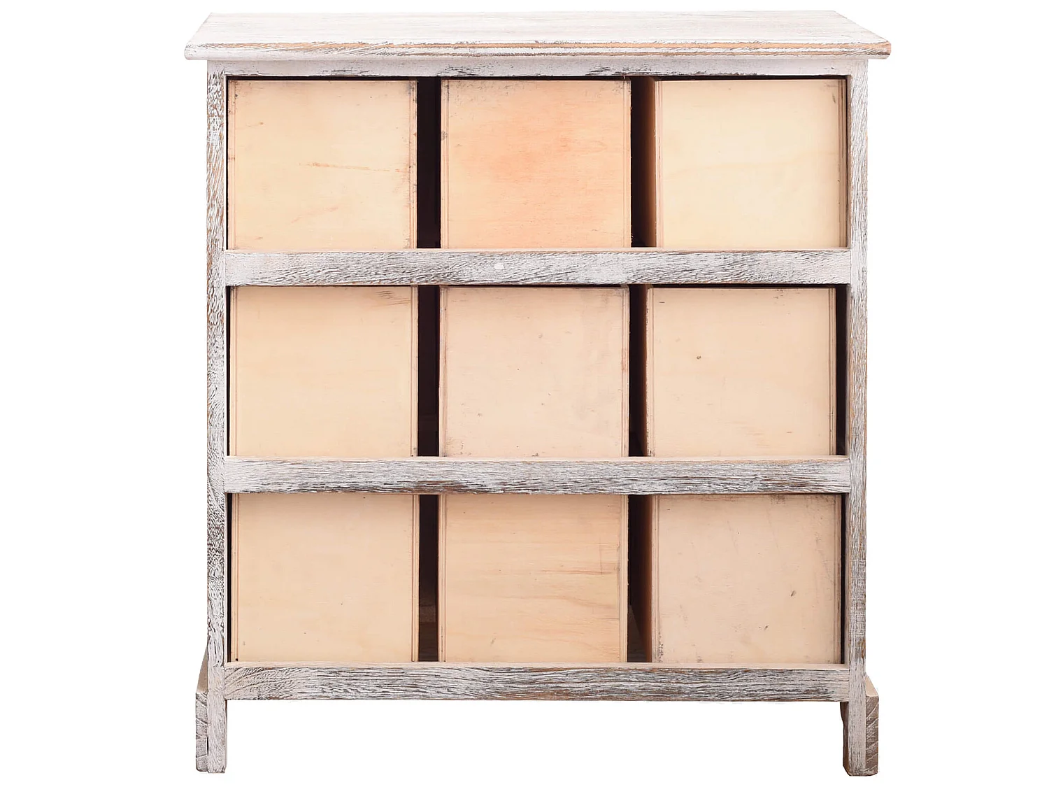 Commode Armoire 9 Tiroirs Bois Blanc Marron Gris Vintage 63x60x23