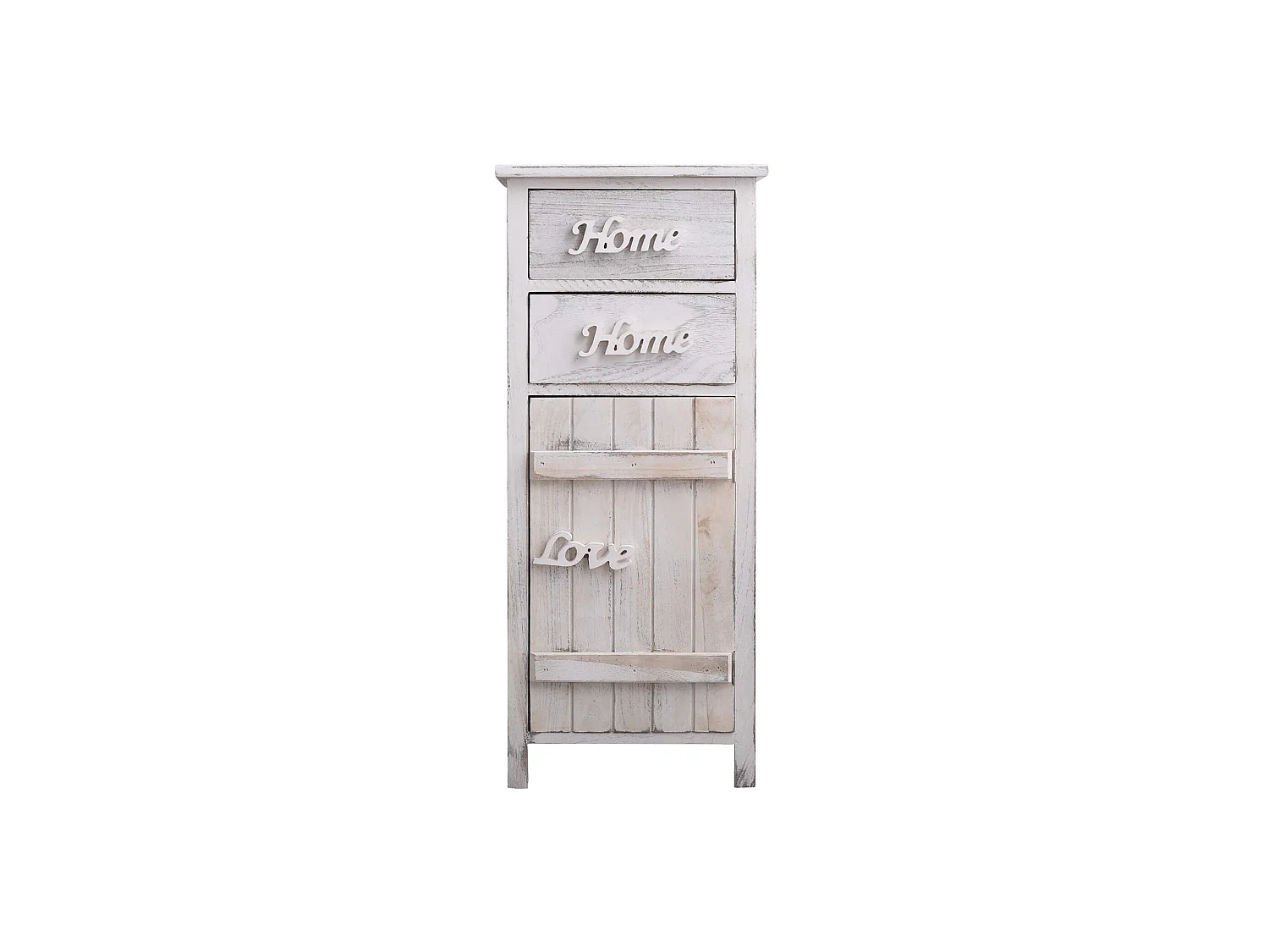Comodino Cassettiera 2 Cassetti 1 Anta Bianco Shabby 84x37x30