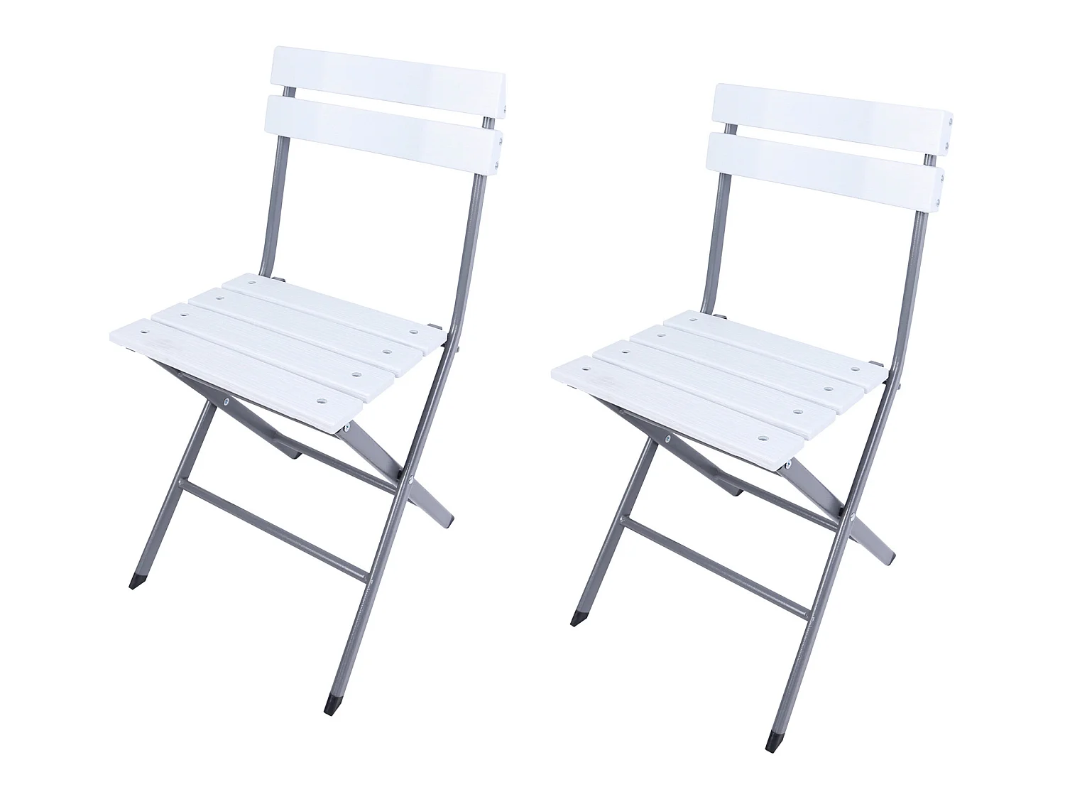 Lot de 2 Chaises d'Extérieur Pliantes en Acier Plastique Jardin Balcon