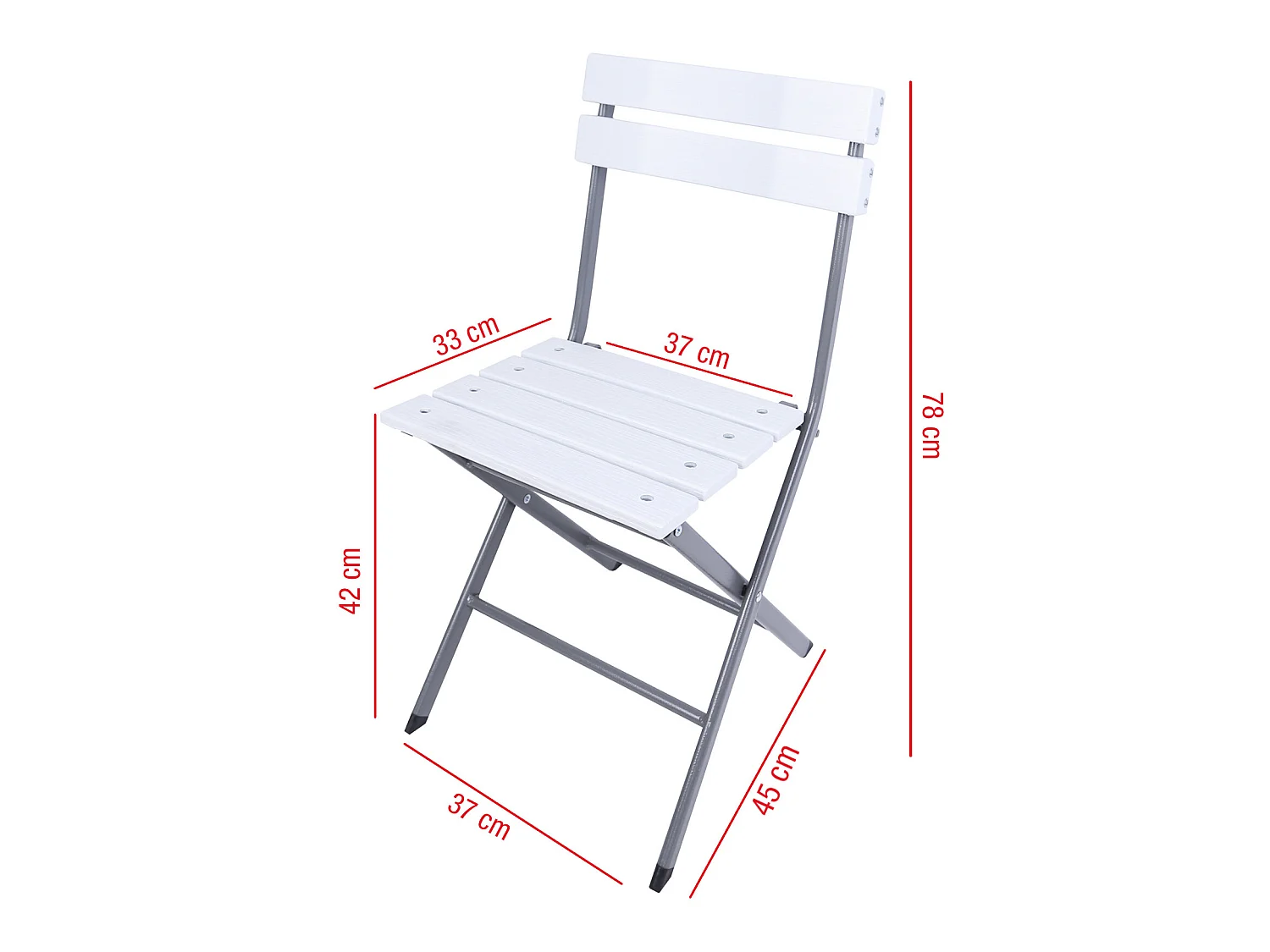 Lot de 2 Chaises d'Extérieur Pliantes en Acier Plastique Jardin Balcon