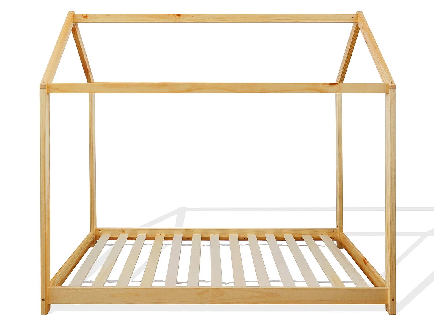 Cadre de lit pour enfants en forme de maison en bois naturel 80x160