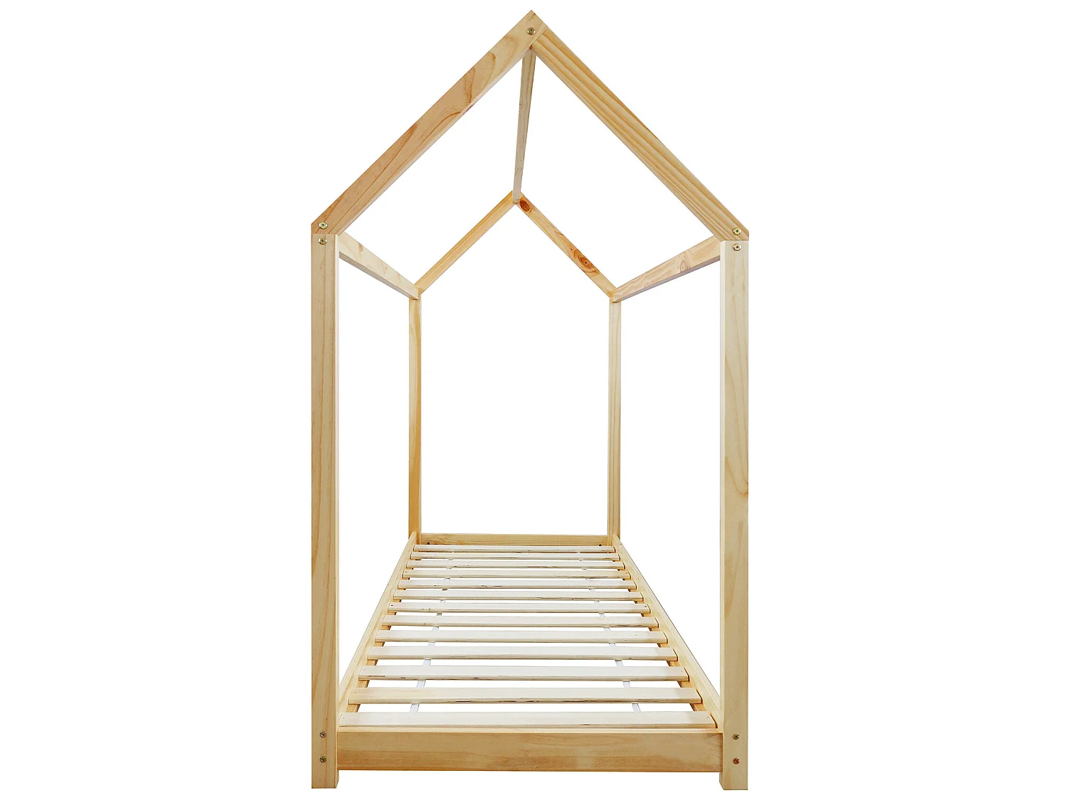Cadre de lit pour enfants en forme de maison en bois naturel 80x160