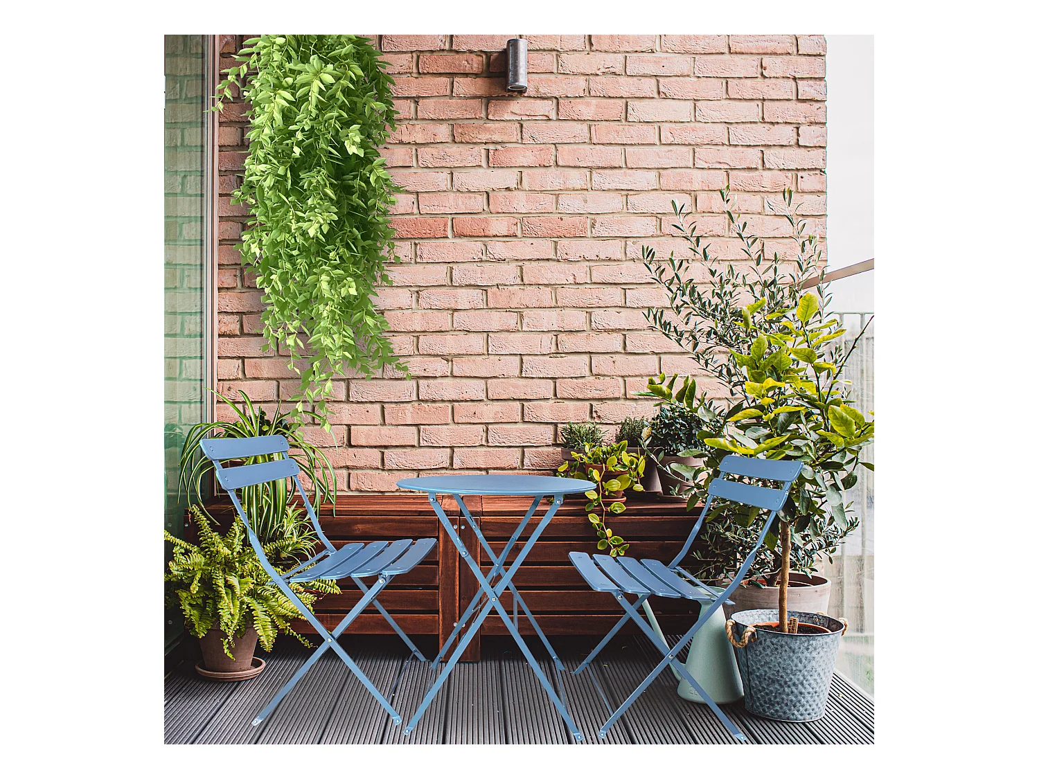 Ensemble de Table et Chaises de Jardin pour Extérieur Acier Bleu Clair