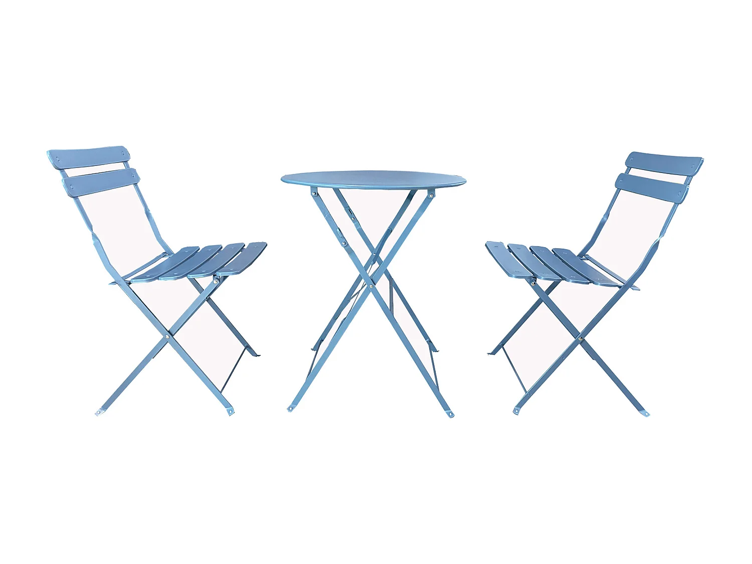 Ensemble de Table et Chaises de Jardin pour Extérieur Acier Bleu Clair