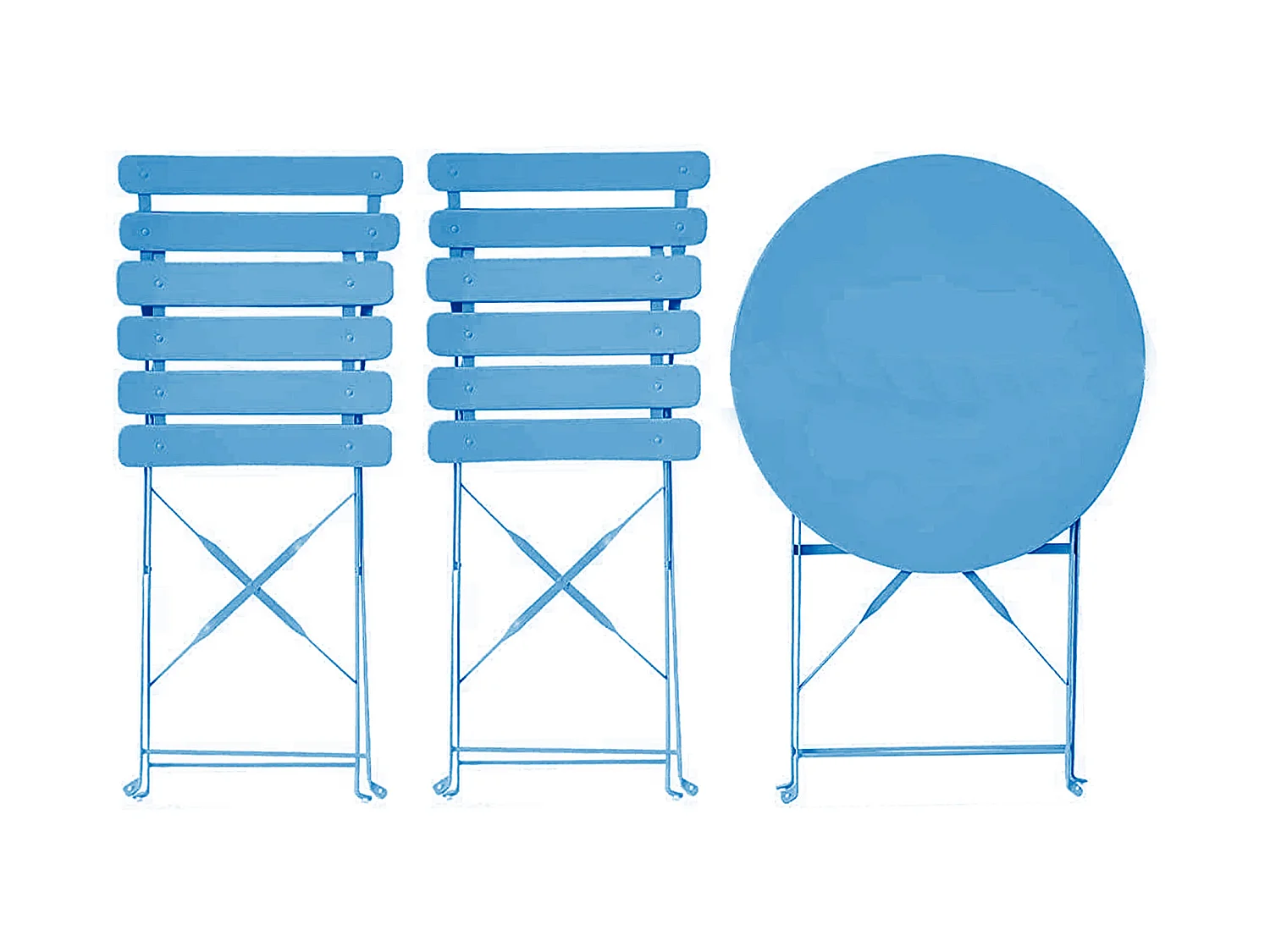 Ensemble de Table et Chaises de Jardin pour Extérieur Acier Bleu Clair