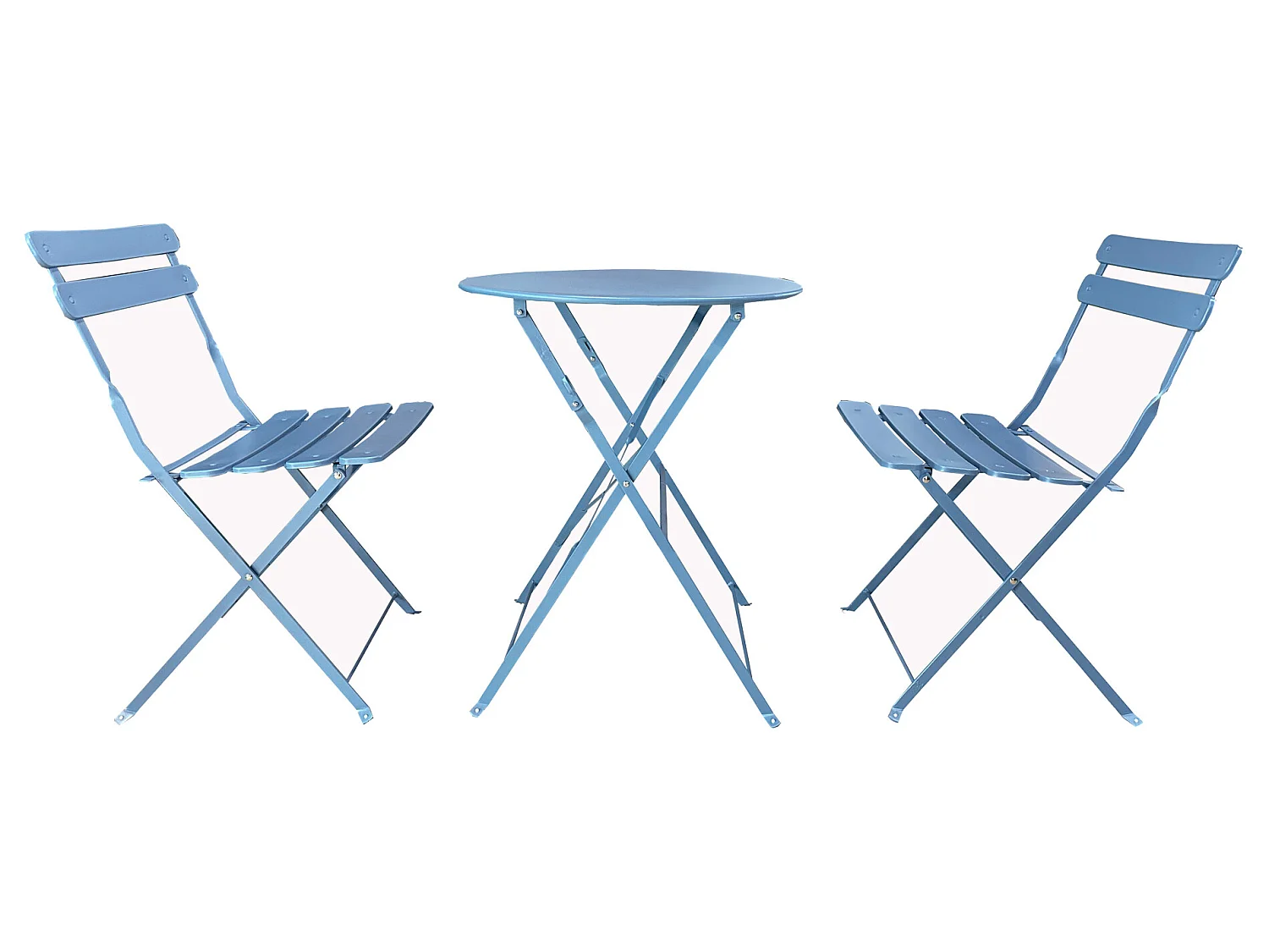 Ensemble de Table et Chaises de Jardin pour Extérieur Acier Bleu Clair