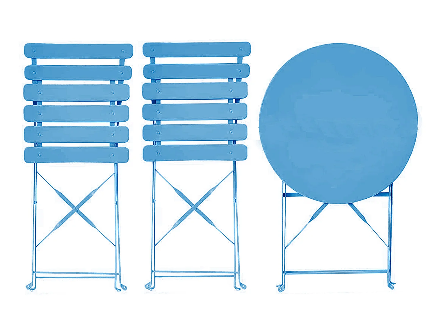 Ensemble de Table et Chaises de Jardin pour Extérieur Acier Bleu Clair