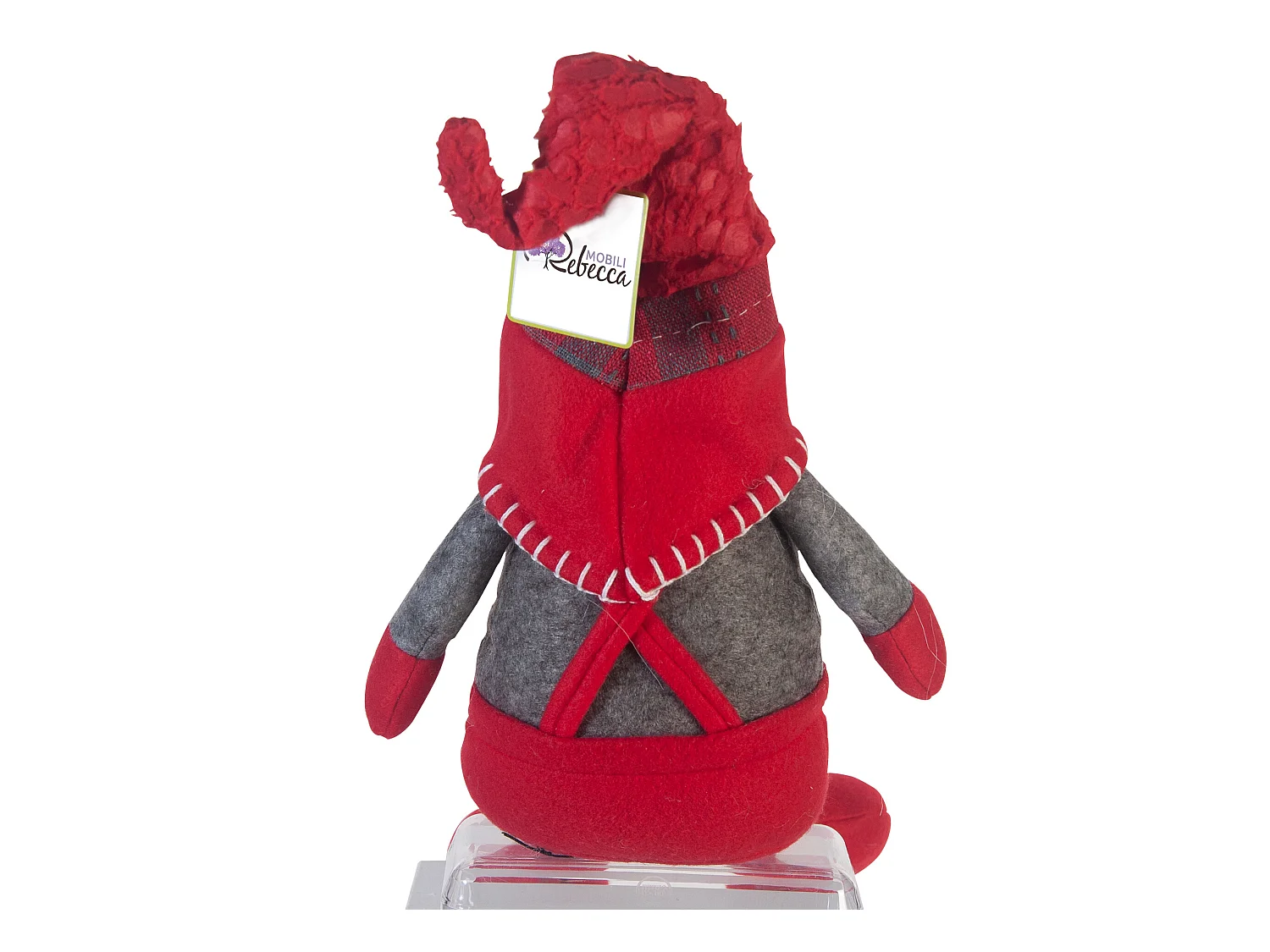 Gnomo Gambe Lunghe Elfo Grigio Rosso Stoffa Idea Natale 67x10x14