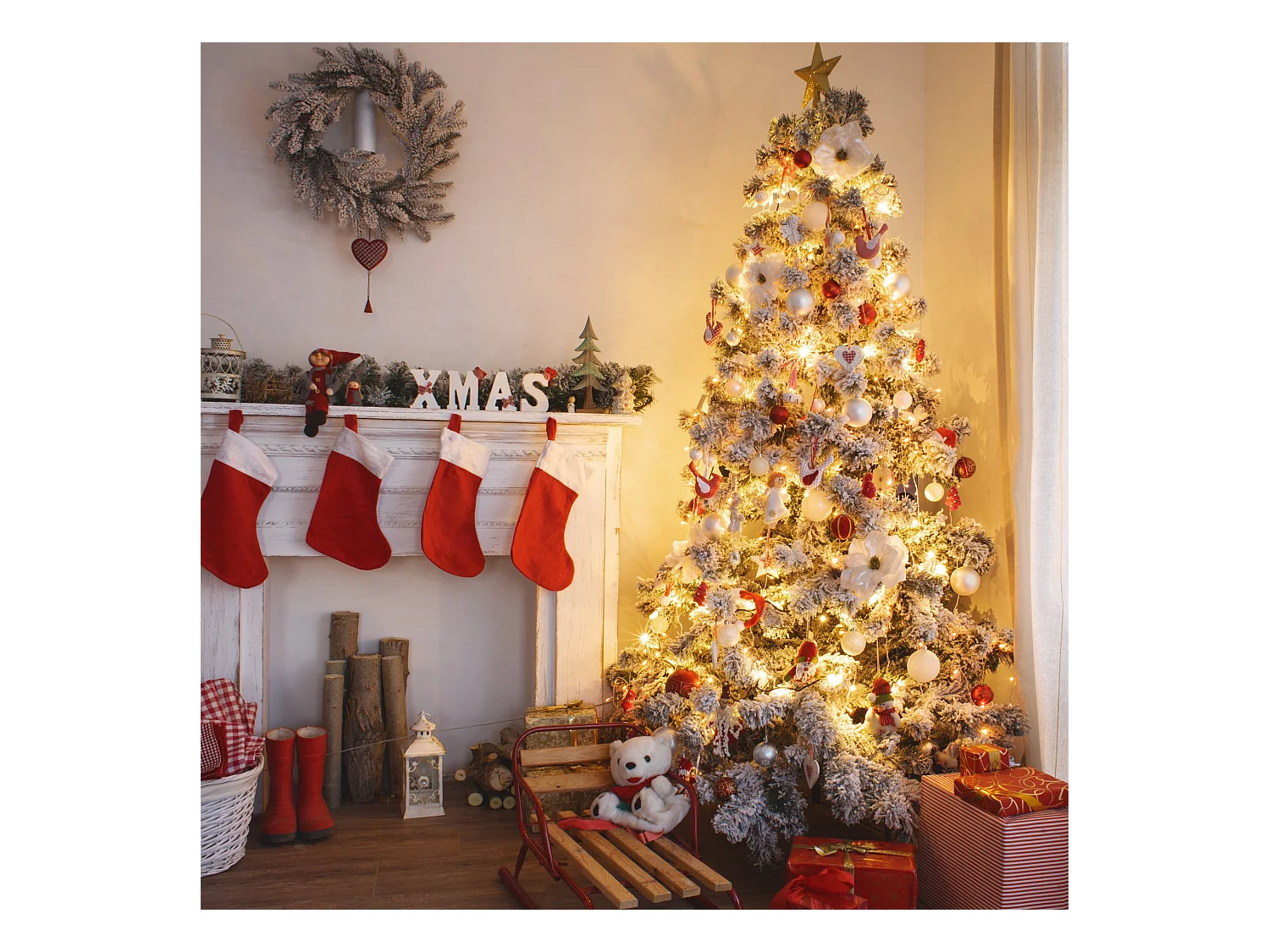 Sapin de Noël blanc 210 cm 1000 branches épaisses 400 lumières LED