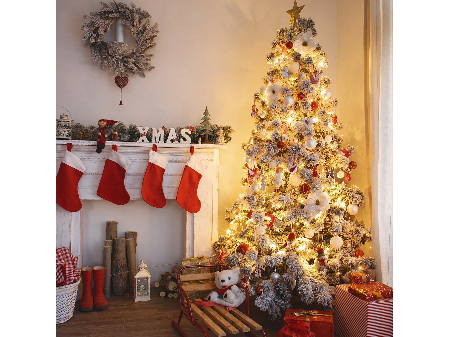 Árbol de Navidad nevado abeto blanco 210 cm 1000 ramas gruesas con 400 luces LED