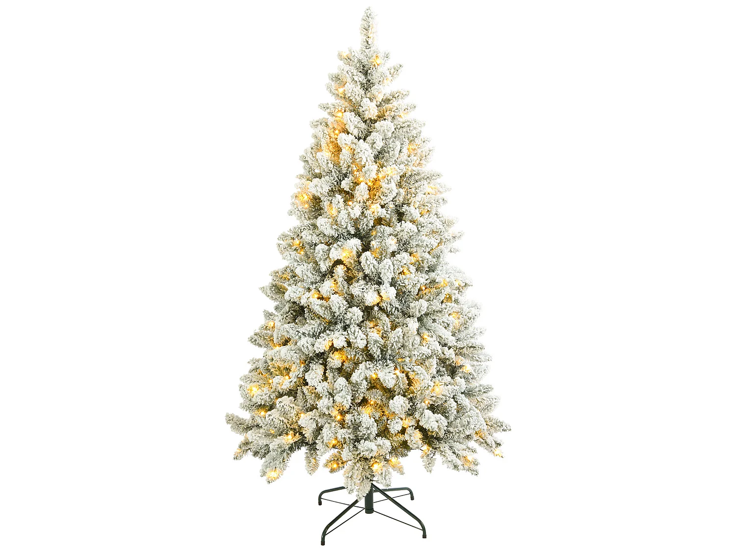 Árbol de Navidad nevado abeto blanco 210 cm 1000 ramas gruesas con 400 luces LED