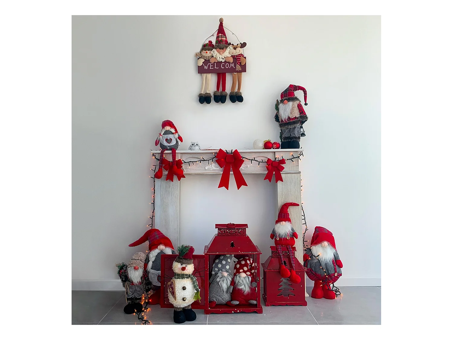 Pupazzo Di Neve Bianco Poliestere Decorazione Natale 43x19x14