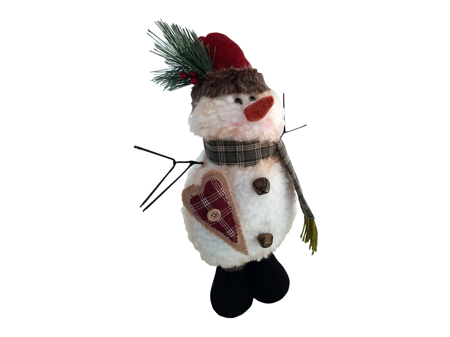 Pupazzo Di Neve Bianco Poliestere Decorazione Natale 43x19x14