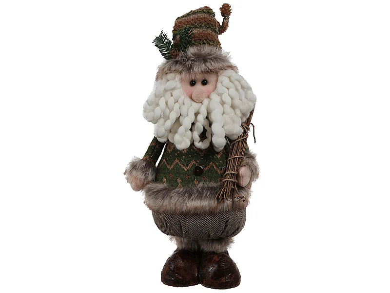 Babbo Natale Gnomo Alto Verde Marrone Decorativo 48x22x14