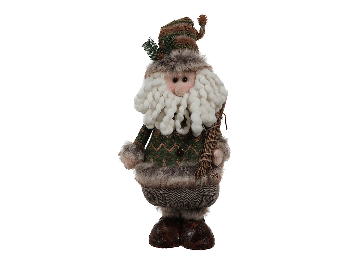 Babbo Natale Gnomo Alto Verde Marrone Decorativo 48x22x14