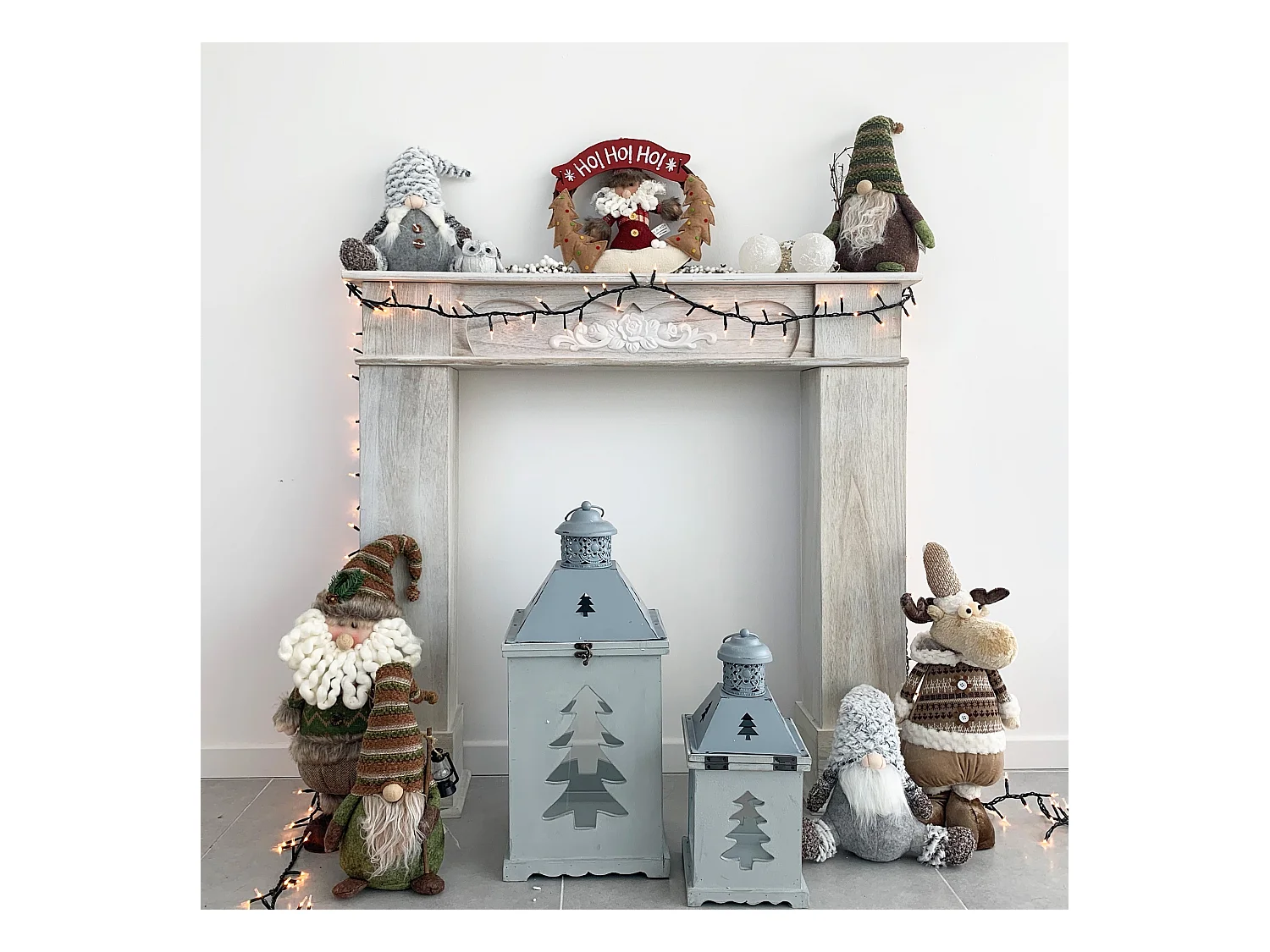 Babbo Natale Gnomo Alto Verde Marrone Decorativo 48x22x14