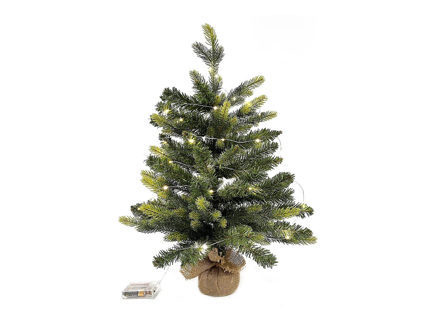 Arbre de Noël artificiel vert Petit 60 cm base Yuta 50 lumières LED