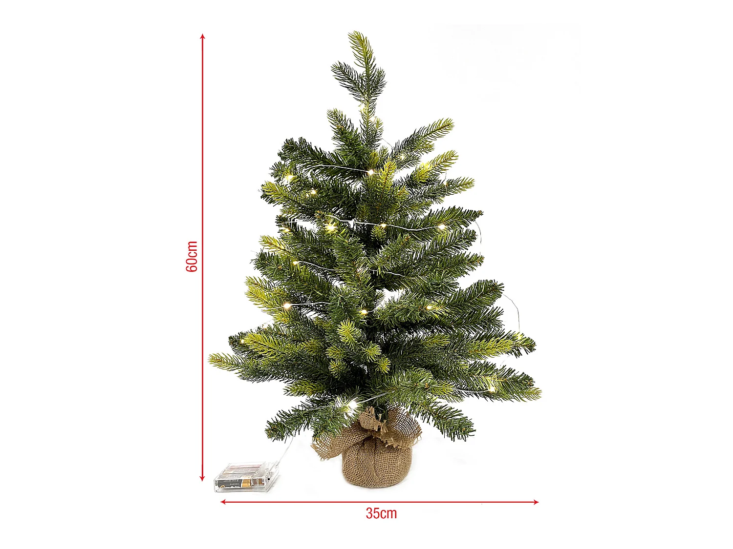 Arbre de Noël artificiel vert Petit 60 cm base Yuta 50 lumières LED