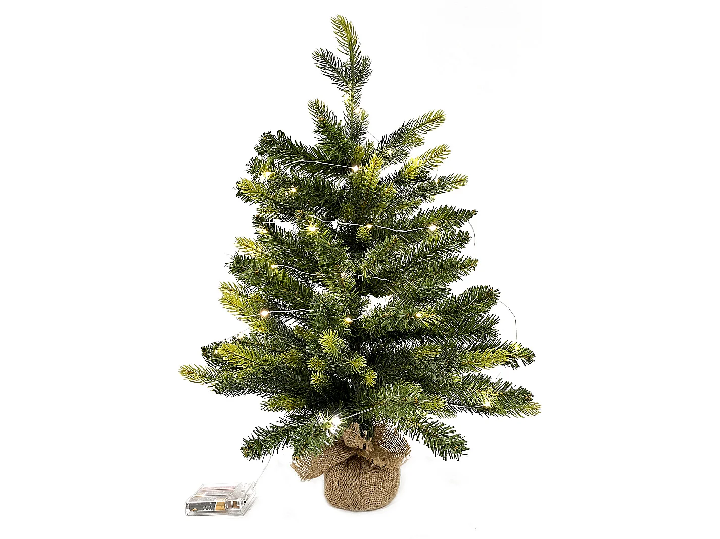 Mini Albero di Natale WARSCHAU, Verde, Sacco di Iuta, 90cm, 50cm